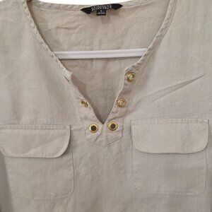 Company Ellen Tracy 100% Linen Top  Front Pockets Womens Large Lagenlook